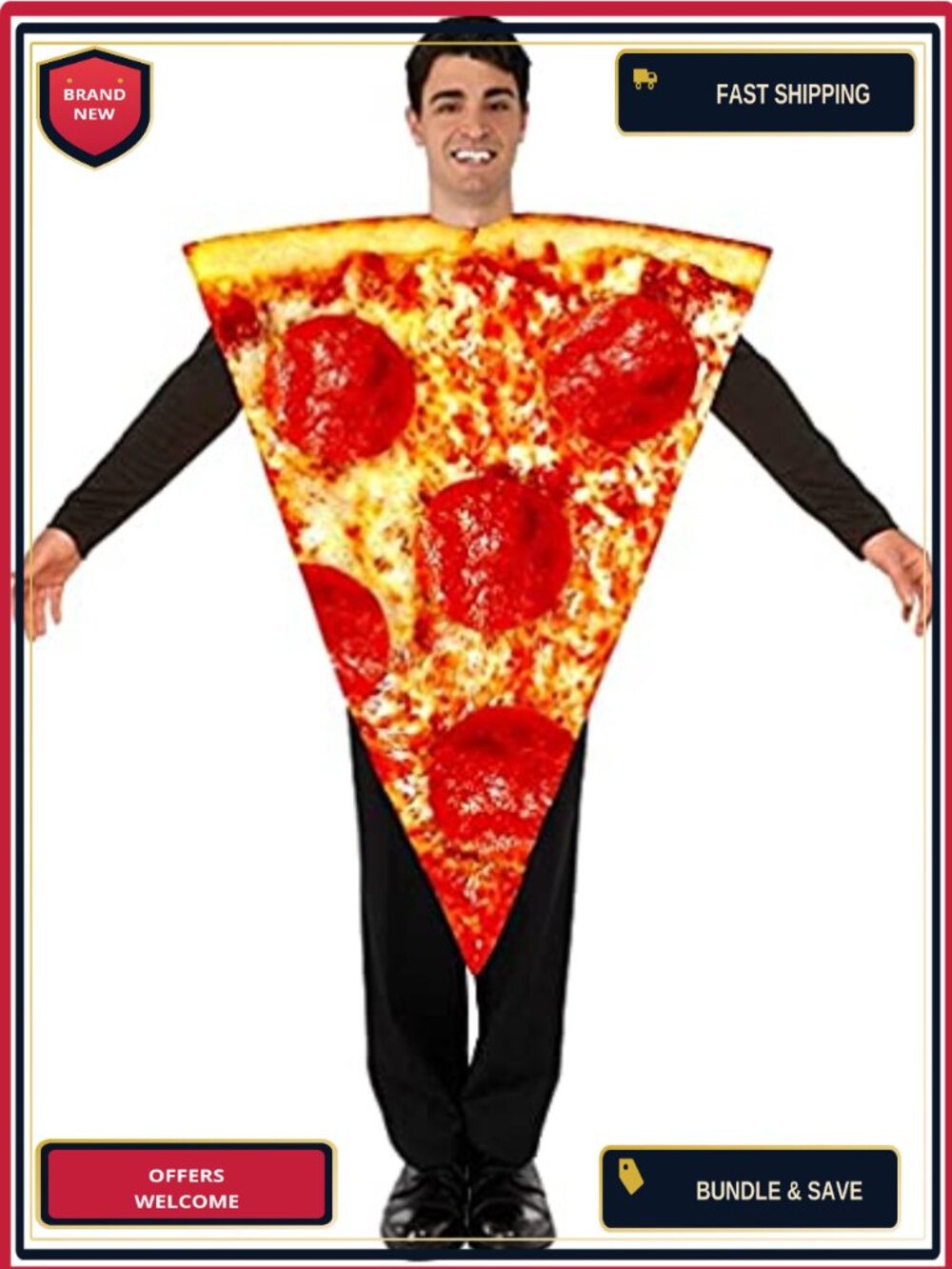 Adult Unisex Pizza Slice Costume Foam Tunic One Size Fits Most